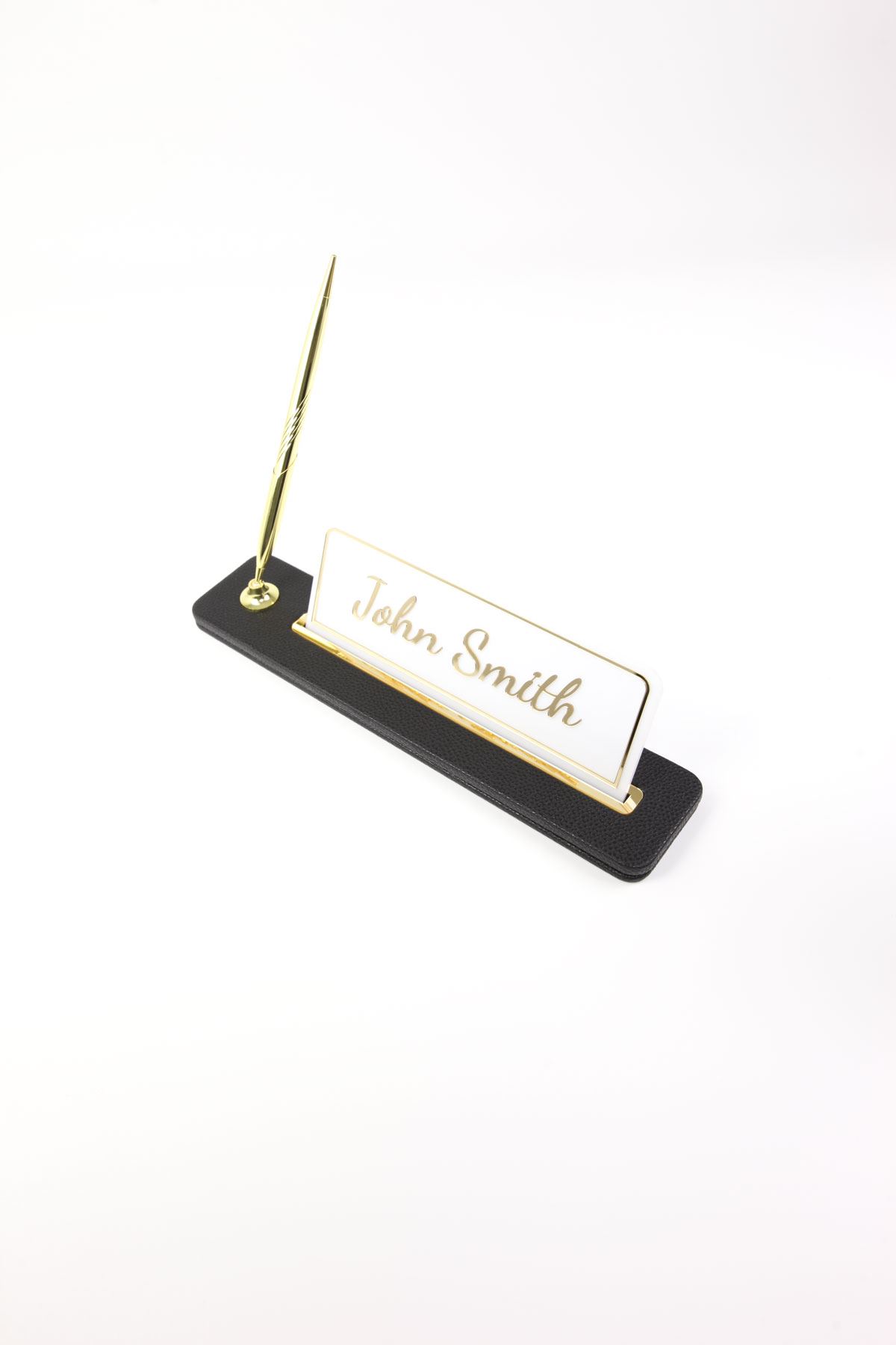 Lincoln Kalemli Deri Masaüstü İsimliği Siyah Gold Detaylı - İsimlik ve İmza Kalemi