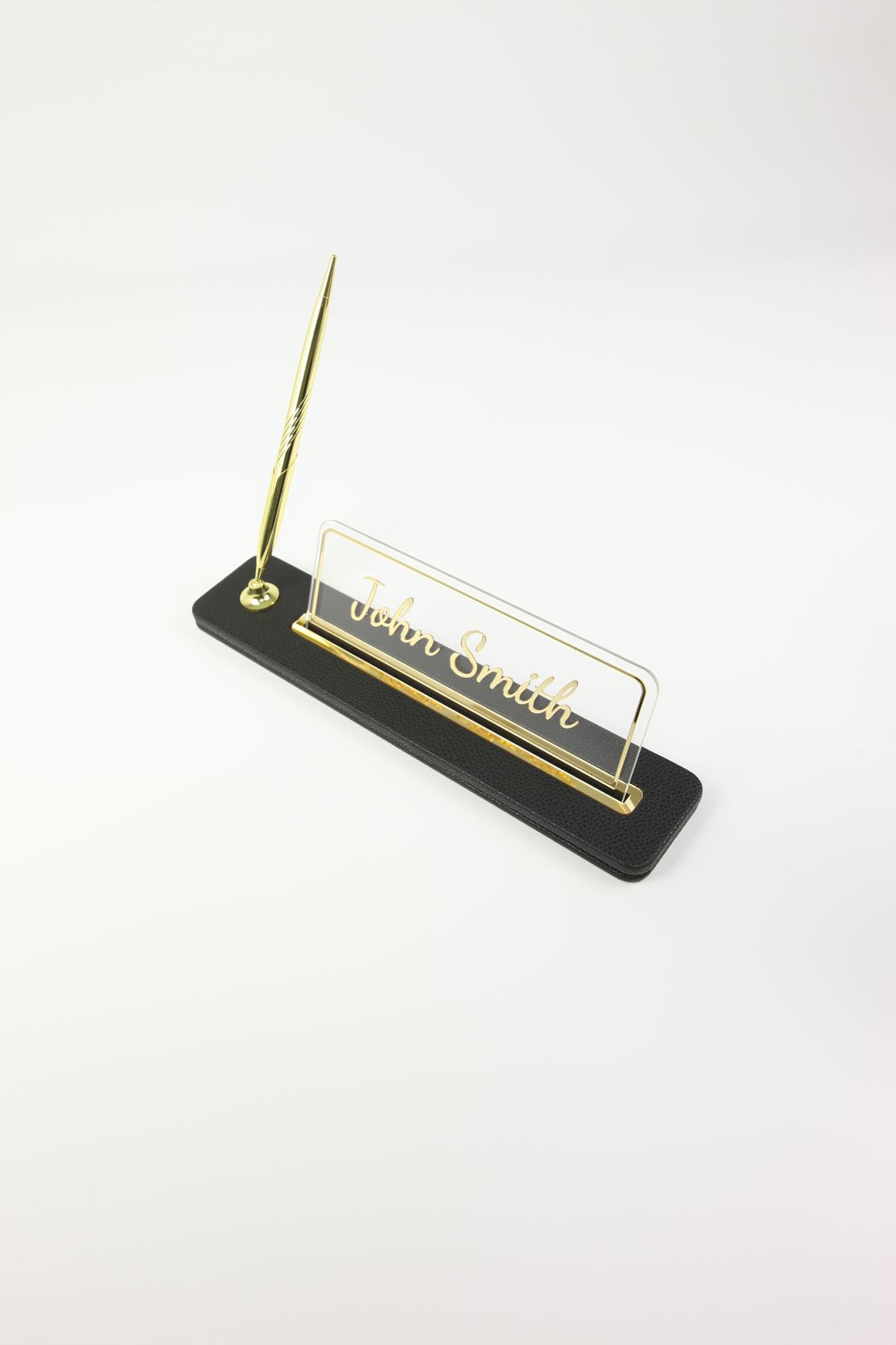 Lincoln Kalemli Deri Masaüstü İsimliği Siyah Gold Detaylı - İsimlik ve İmza Kalemi