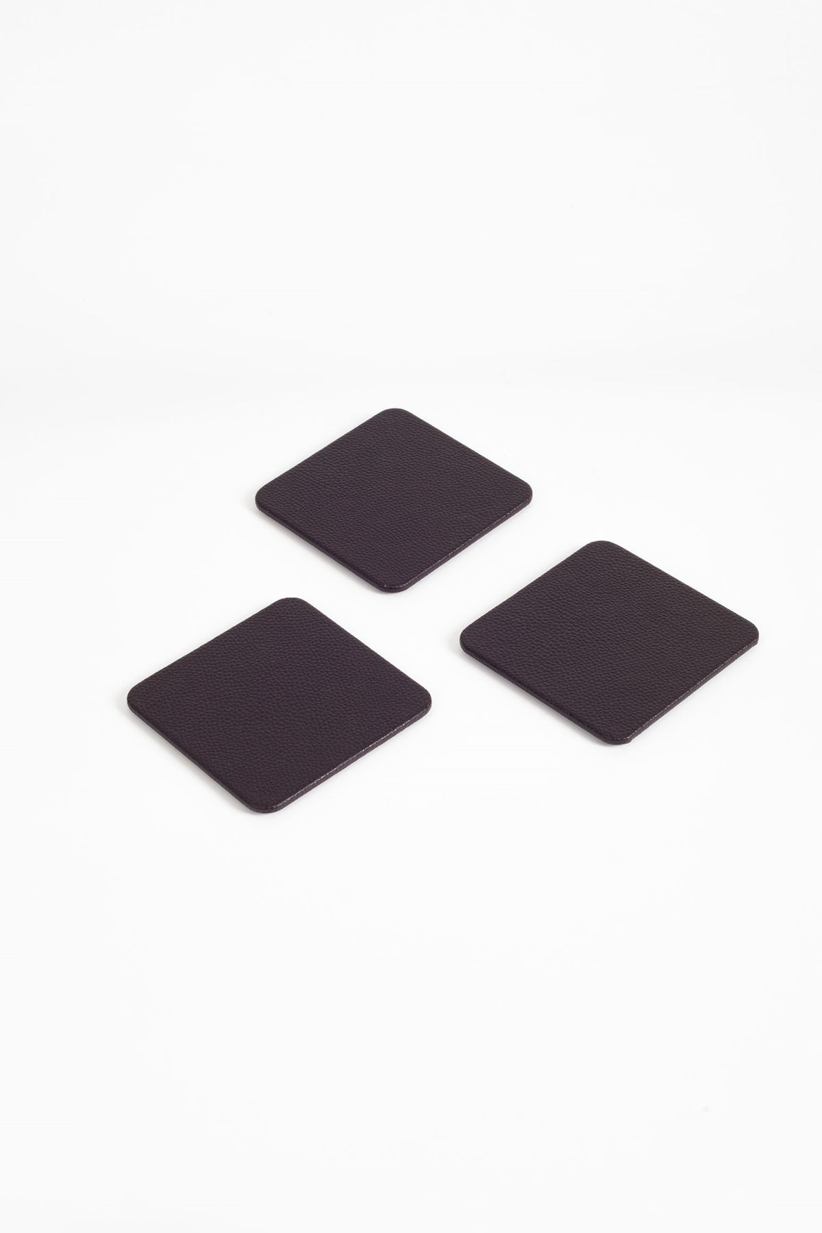 Brown Leather Square Coaster 3 Piece