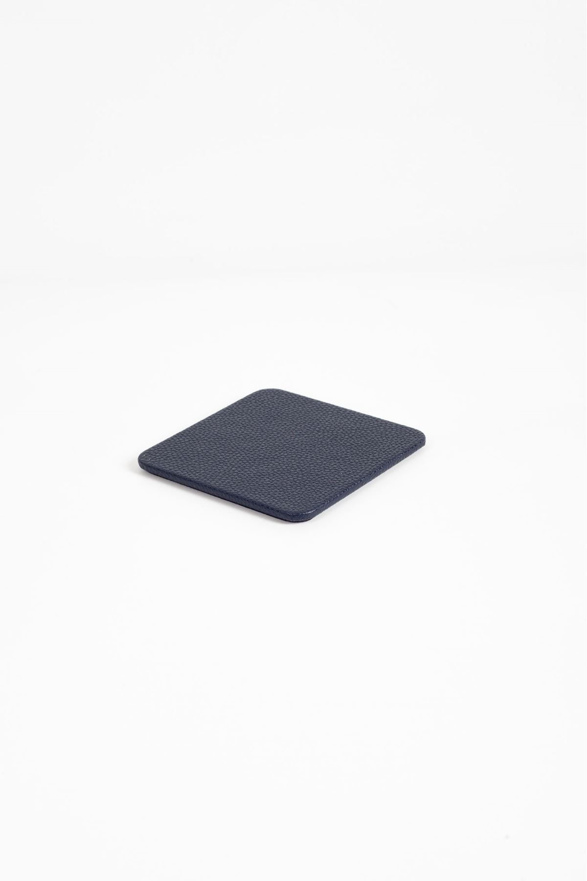 Navy Blue Leather Square Coaster 1 Piece