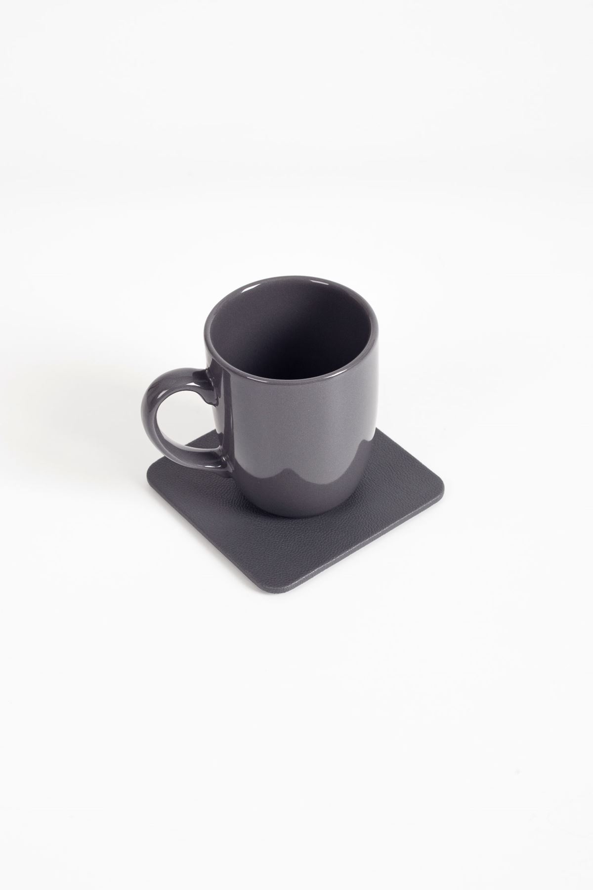 Anthracite Leather Square Coaster 1 Piece