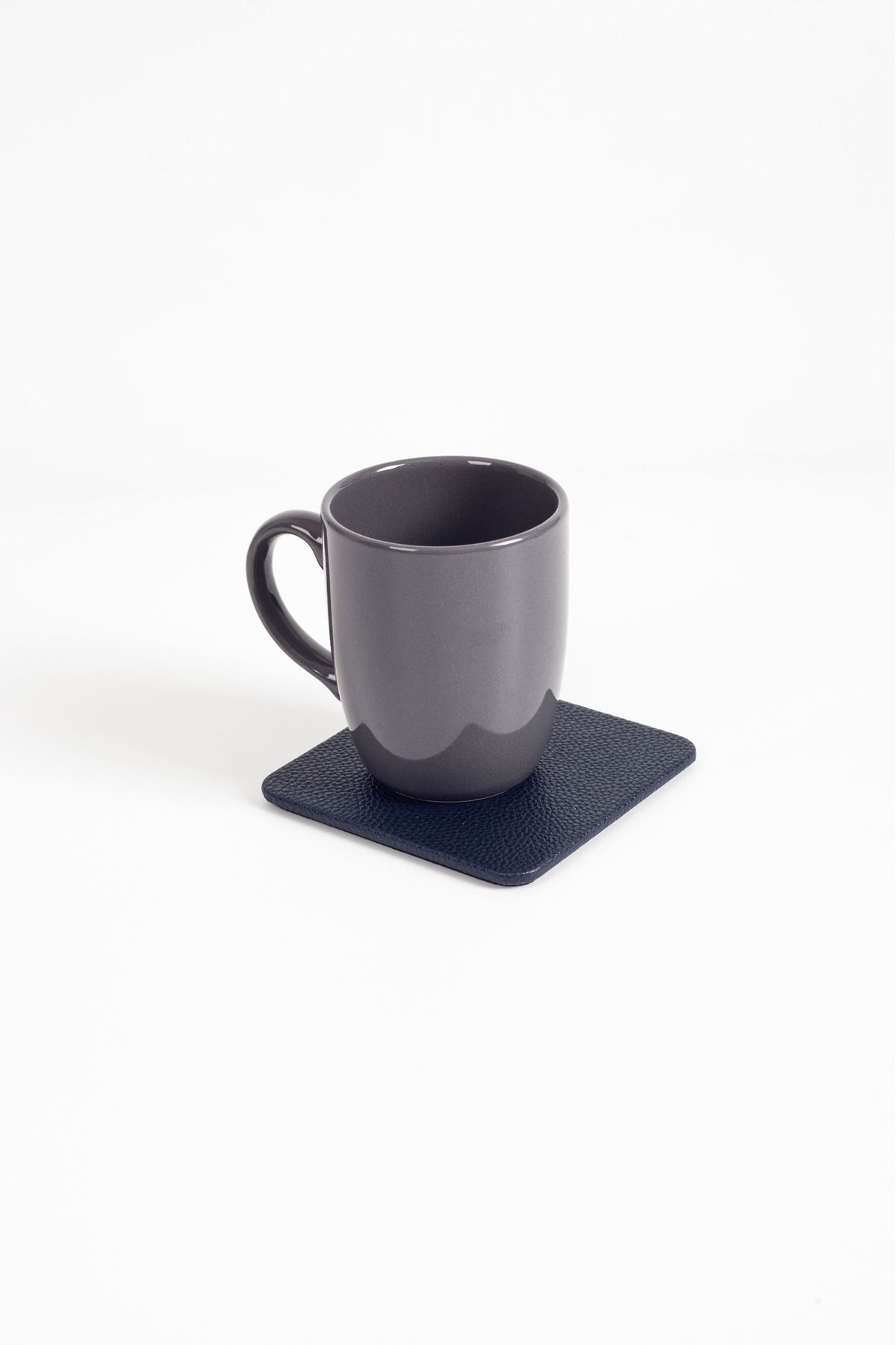 Navy Blue Leather Square Coaster 1 Piece