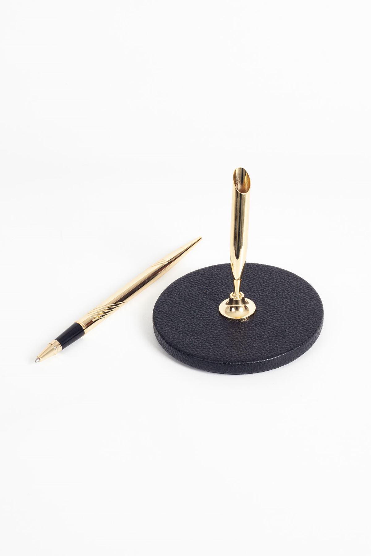 Polo Leather Pen Stand Gold