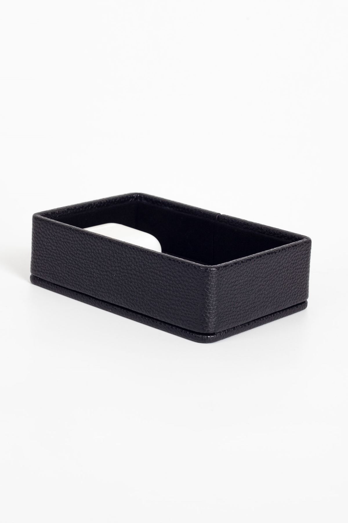 Felix Leather Accessory Box Black