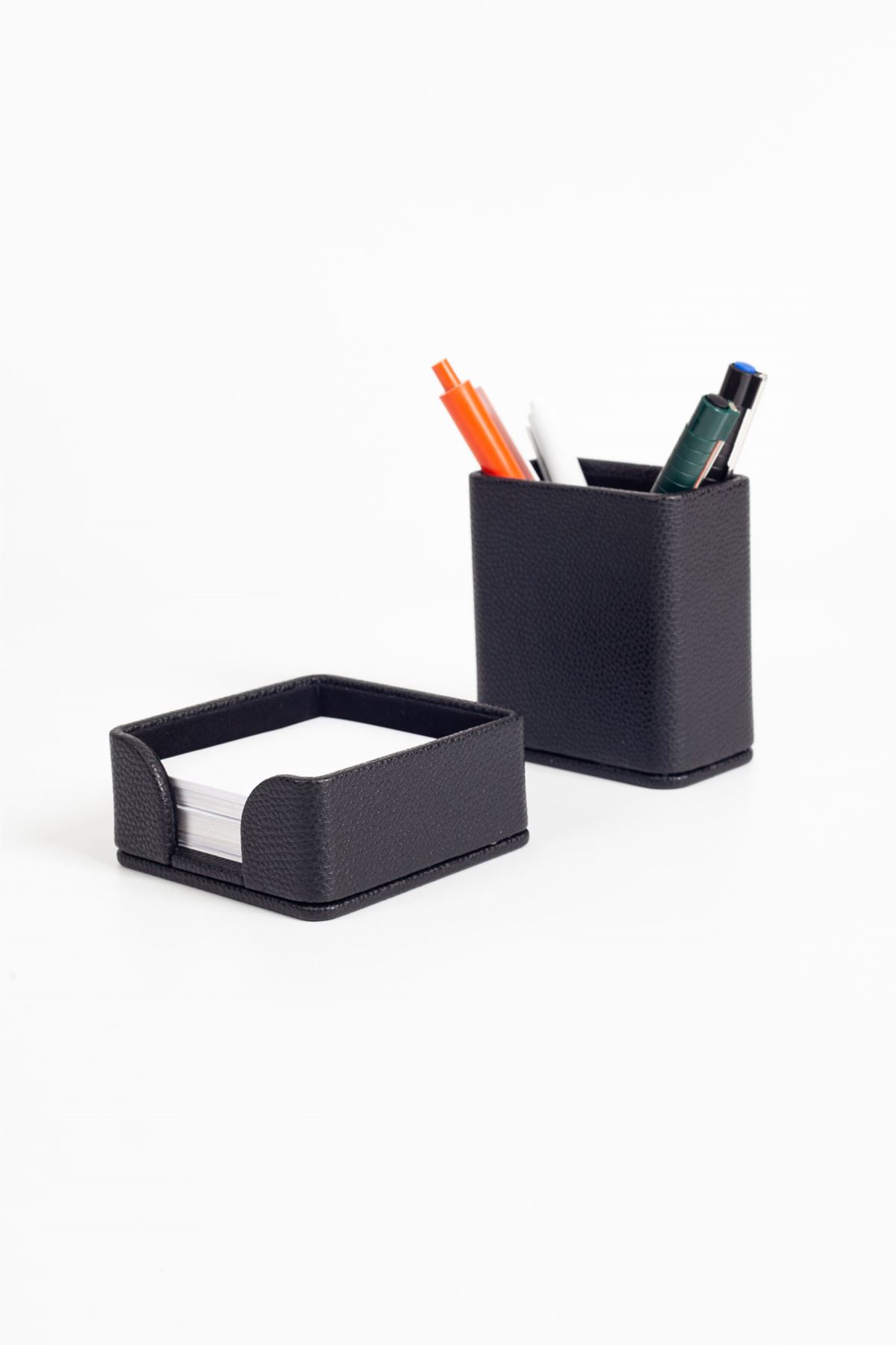 Felix Leather Desktop Pen Holder Set 2 Pcs Black