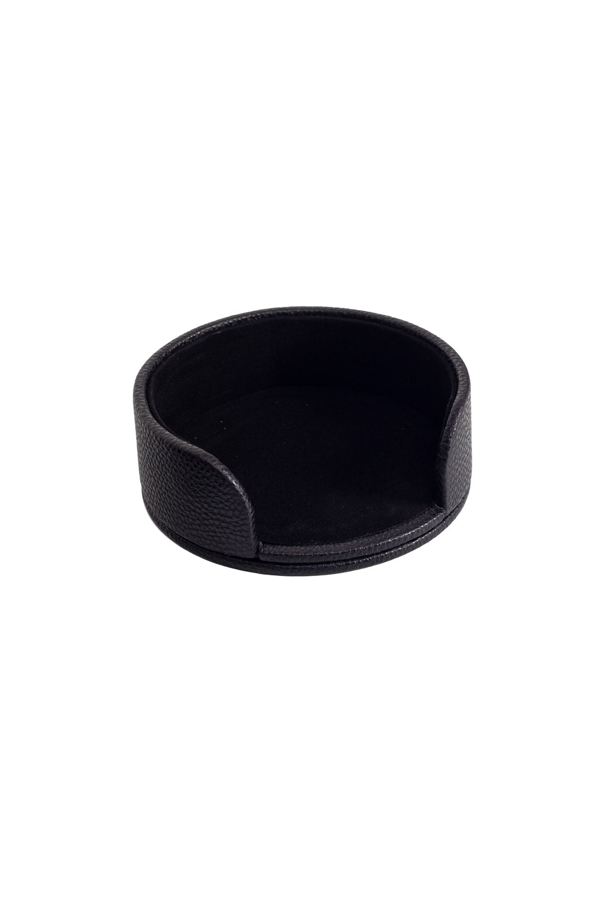 Leather Oval Coaster Black